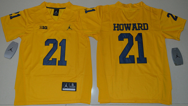 Youth Jordan Brand Michigan Wolverines #21 Desmond Howard College Football Limited Jersey Yellow