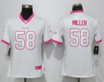 Women NFL Denver Broncos #58 Miller White Pink Color Rush Jersey