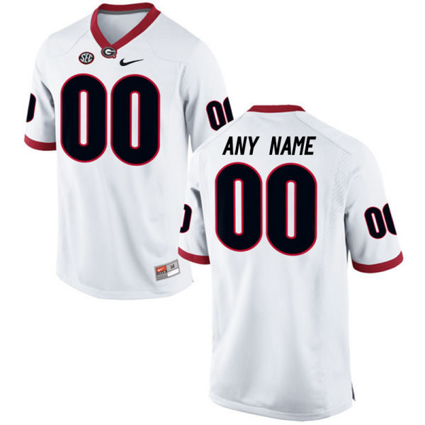 Mens Georgia Bulldogs Customized College Football Limited Jerseys - White
