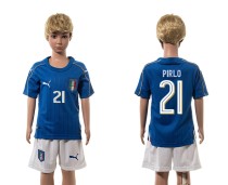 2016 Soccer Italy #21 Pirlo Home Kids Jersey