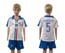 2016 Soccer Italy #5 Cannavaro Away Kids Jersey
