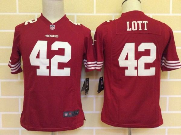 Kids Nike San Francisco 49ers #42 Lott Black Red Jersey