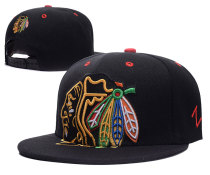 NHL Chicago Blackhawks Black Snapback Hats--GS