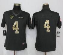 Women New Nike Houston Texans 4 Watson Anthracite Salute To Service Limited Jersey