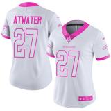 Women NFL Denver Broncos #27 Atwater White Pink Color Rush Jersey