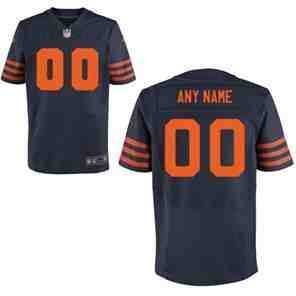 Team Color Customized Elite NFL Chicago Bears Jersey with Orange Number