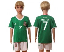 2016 Soccer Mexico #7 M.Layun Home Kids Jersey