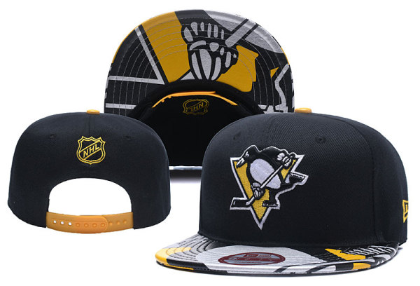 NHL Pittsburgh Penguins Black Snapback Hats--YD