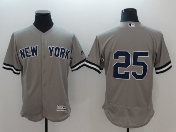 MLB Yankees 25 Gleyber Torres Gray Flexbase Elite Men Jersey
