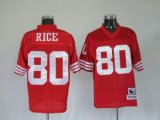 San Francisco 49ers #80 Rice Red Throwback Jersey