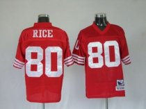 San Francisco 49ers #80 Rice Red Throwback Jersey