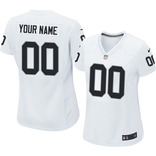 Customized Women Nike Oakland Raiders White NFL Jersey