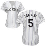 Womens Colorado Rockies #5 Carlos Gonzalez White Majestic Cool Base Baseball Jersey