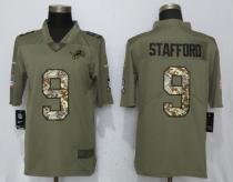 Nike 2018 Detriot Lions #9 Stafford Olive/Camo Salute to Service Color Rush Limited Jersey