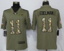 New Nike New England Patriots 11 Edelman Olive/Camo Carson 2018 Salute to Service Limited Jersey