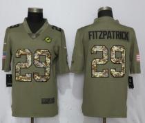 New Nike Miami Dolphins 29 Fitzpatrick Olive/Camo Carson 2018 Salute to Service Limited Jersey