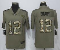 Nike New England Patriots 12 Brady Olive/Camo Carson 2018 Salute to Service Limited Jersey