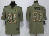 New Nike Miami Dolphins 91 Wake Olive/Camo Carson 2018 Salute to Service Limited Jersey