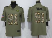 New Nike Miami Dolphins 91 Wake Olive/Camo Carson 2018 Salute to Service Limited Jersey