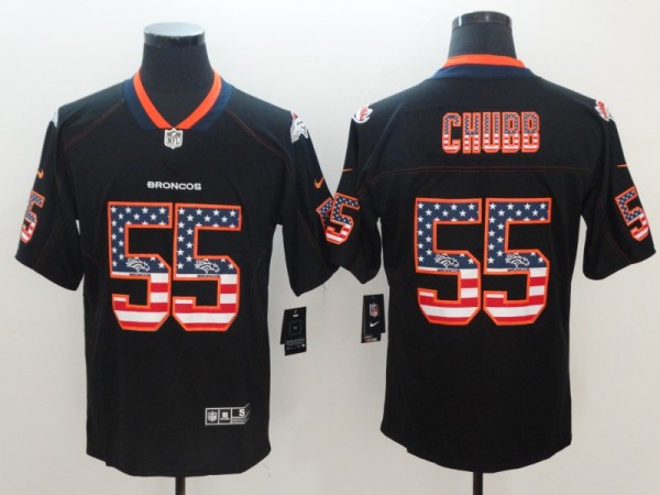 Nike 2018 Nike Denver Broncos 55 Chubb USA Flag Fashion Black Color Rush Limited Jersey