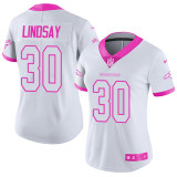 Women's Nike Denver Broncos #30 Phillip Lindsay Limited White/Pink Rush NFL Jersey