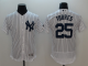 MLB Yankee 25 Gleyber Torres White Flexbase Elite Men Jersey