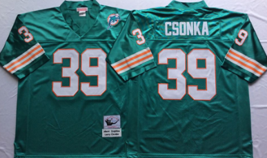 Green Csonka Jersey, Miami Dolphins #39 Throwback Jersey