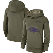 Women's Nike Baltimore Ravens Olive Salute to Service Team Logo Performance Pullover Hoodie