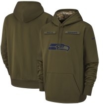 Men's Nike TSeattle Seahawks Olive Salute to Service Sideline Therma Performance Pullover Hoodie