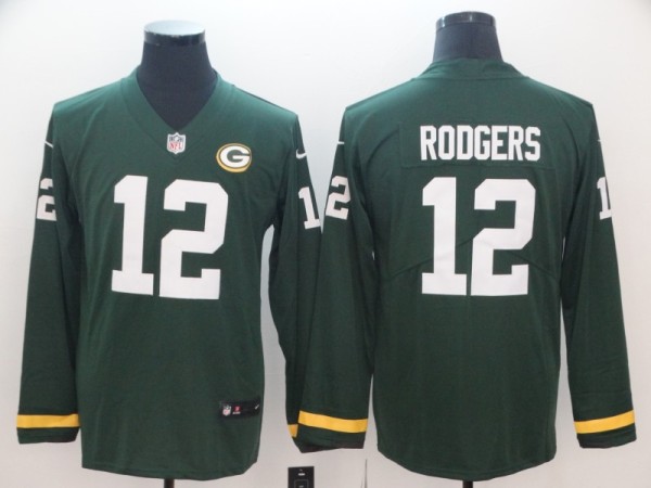 Men's Green Bay Packers 12 Rodgers Teams Nike Therma Long Sleeve Jersey