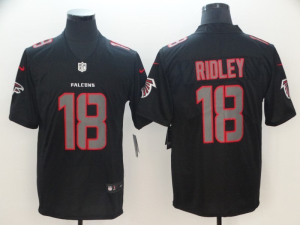 Nike 2018 Atlanta Falcons #18 Ridley Fashion Impact Black Color Rush Limited Jersey