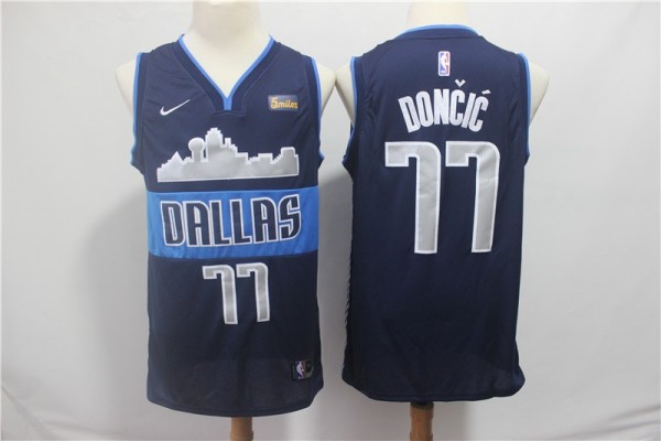 NBA Mavericks 71 Luka Doncic Navy Nike Swingman Men Jersey