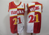 NBA Hawks 21 Dominique Wilkins Red And White Split Men Jersey