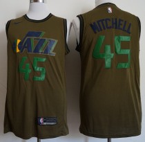 NBA Jazz 45 Donovan Mitchell Olive Nike Swingman Men Jersey