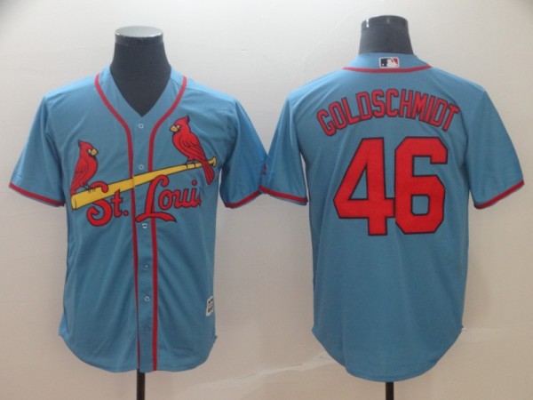 MLB Cardinals #46 Goldschmidt Light Blue Game Men's Jersey