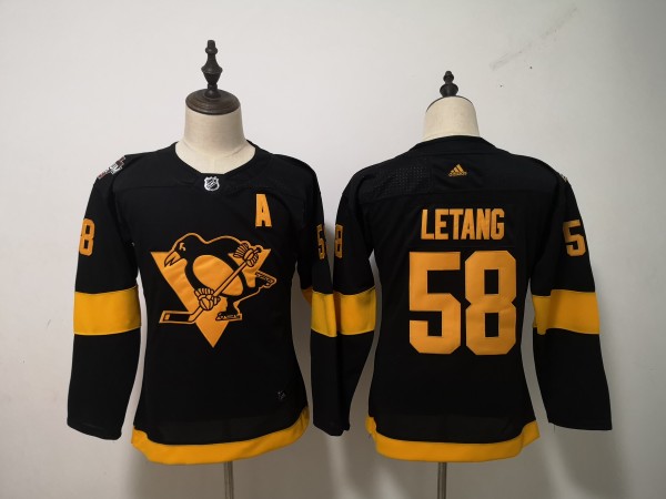 Women NHL Penguins 58 Kris Letang 2019 Stadium Series Black Adidas Jersey