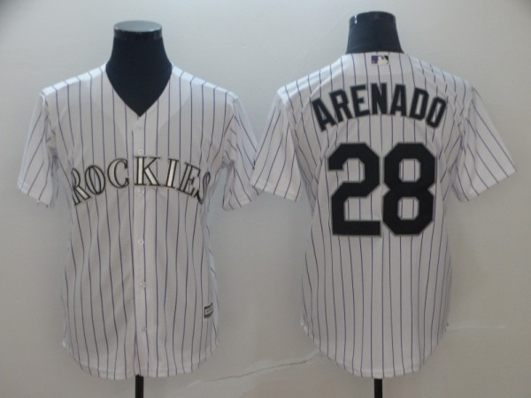 Men's Colorado Rockies #28 Nolan Arenado White Game Stitched MLB Jersey