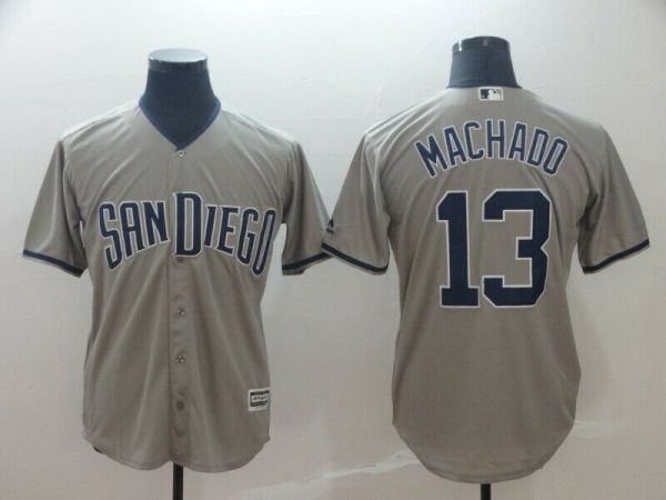 MLB San Diego Padres #13 Machado Grey Game Men's Jersey