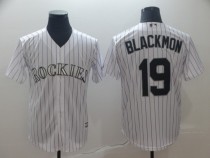 Men's Colorado Rockies #19 Blackmon White Game Stitched MLB Jersey