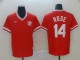 Men's MLB Cincinnati Reds #14 Rose Red Throwback Men Jersey