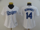 Women Los Angeles Dodgers #14 Hernandez White Jersey