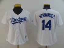 Women Los Angeles Dodgers #14 Hernandez White Jersey