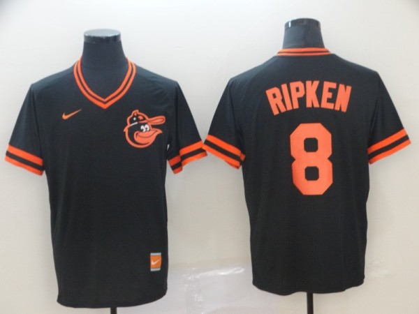 MLB Baltimore Orioles #8 Ripken Black Throwback Mens Jersey