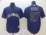 Rockies #27 Trevor Story Purple New Cool Base Stitched MLB Jersey