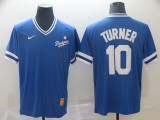 Los Angeles Dodgers #10 Turner Blue Throwback Men Jersey