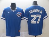 MLB Toronto Blue Jays #27 Guerrero Jr Blue Throwback Men Jersey