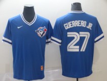 MLB Toronto Blue Jays #27 Guerrero Jr Blue Throwback Men Jersey