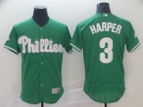 MLB Phillies #3 Bryce Harper Green Flex Base Elite Men Jersey