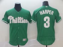 MLB Phillies #3 Bryce Harper Green Flex Base Elite Men Jersey