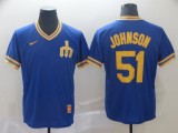Men's Seattle Mariners #51 Randy Johnson Blue Thowback Mens Jersey